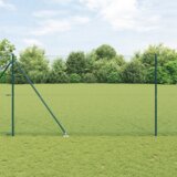vidaXL Heksagonalna ograja Zelena 1,5x50 m Jeklo, Ograjne stebre s spike 13 kos Ø32 mm 170 cm Galvanizirano jeklo | Shoptok.si