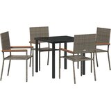 vidaXL 5-delni vrtni jedilni set siv poli ratan | Shoptok.si