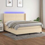  Krevet box spring s madracem LED krem 180x200 cm od tkanine Cijene