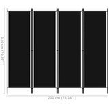 Sobna pregrada s 4 panela crna 200 x 180 cm | Eponuda.com