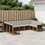  Set vanjskih sofa s jastukom 9 pcs Prirodna i Svjetlosiva | shoptok.hr