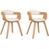  Jedilni stol 2 kosa krem ukrivljen les in umetno usnje, (20944591) | Shoptok.si
