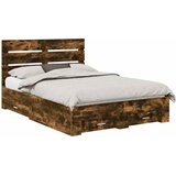  Krevetna konstrukcija s ladicama Dimljeni hrast 150 x 200 cm Smeđa 203 x 153 x 100 cm | shoptok.hr
