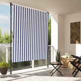 vidaXL Zunanje rolo senčilo modro in belo 150x270 cm tkanina in jeklo cene