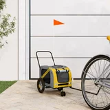 Prikolica za bicikl za pse žuto-crna od tkanine i željeza