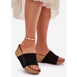 Zazoo Women Suede Sandals On Cork Wedge Black 40311 | shoptok.hr