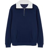 Trendyol Navy Blue Oversize/Wide Cut Stand Collar Sweatshirt Cene