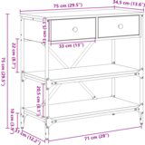  Konzolni stol crni hrast 75x34.5x75 cm obrađeno drvo | shoptok.hr