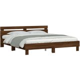  Okvir za krevet s uzglavljem i LED boja smeđeg hrasta 160x200cm | shoptok.hr