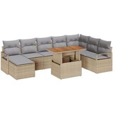  9-dijelni vrtni set sofa s jastučićima bež poli ratan 2-sjedeća vrtna sofa s kutijom za odlaganje i jastučićima bež poli ratan | shoptok.hr