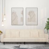  The Living Store Kavč dvosed z ležiščem in dvema blazinama krem žamet - Raztegljiv Kavč, (21450878) | Shoptok.si