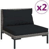  Vrtna sedežna garnitura 3-delna temno siva pol okrogel ratan, (20665187) | Shoptok.si