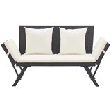 vidaXL vrtna klop z blazinami črna 176 cm poli ratan, (21416100) | Shoptok.si