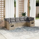  The Living Store Vrtna sedežna garnitura 7-delna z blazinami bež poli ratan - Vrtna Sedežna Garniture, (21478760) | Shoptok.si