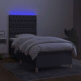  Box spring postelja z vzmetnico LED temno siva 80x200 cm blago, (20789446) | Shoptok.si