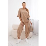 Kesi Włoski Cotton set blouse + trousers Camel | shoptok.hr
