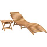 Ležaljka 2 pcs Smeđa Čvrsto teak drvo - 1 sa stolom 184 x 55 x 59 cm | shoptok.hr