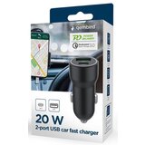 Gembird hitri avto polnilec z 2 vrati USB A/C PD/QC, črn 20 W, 2.2A (TA-UC-A2PDQC20-CAR-01) | Shoptok.si