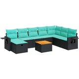  Vrtna garnitura - 9-dijelni set vrtnih sofa s jastucima crni od poliratana - Crna sa spremištem 1 | shoptok.hr