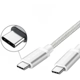 usb c data kabel (1m, usb-c na usb-c 3.1 gen 2, pleteni/najlon, bijeli)