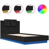  The Living Store Posteljni okvir z vzglavjem in LED lučkami črn 75x190 cm - Posteljni Okvir, (21450845) | Shoptok.si