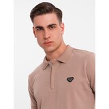 Ombre Men's polo shirt with zipper neckline - light brown | shoptok.hr
