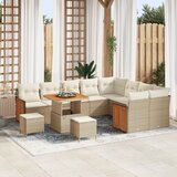 vidaXL 12-dijelni vrtni set sofa s jastučićima Bež Poly ratan akacija | shoptok.hr