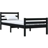  Posteljni okvir črn iz trdnega lesa 100x200 cm, (20646386) | Shoptok.si