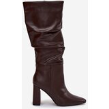 Boto Insulated Women's Boots on Heel with Ruffles Chocolate Dariane | shoptok.hr