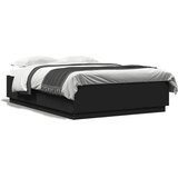  Okvir kreveta s LED svjetlima crni 150 x 200 cm drveni | shoptok.hr