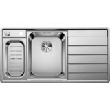 Blanco pomivalno korito AXIS III 6 S-IF InFino INOX 18/10, UMIVALNIK LEVO, dodatki 18/10 + bela steklena deska, s podaljškom. prim. | Shoptok.si