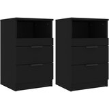 Maison Chic Dvo delni komplet Nočne omarice - Nočne mize črna konstruiran les, (21690026) | Shoptok.si