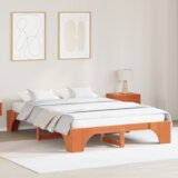 vidaXL Posteljni okvir Voščena rjava Trden les 140 x 200 cm Trden | Shoptok.si