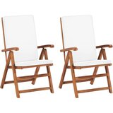 vidaXL nastavljivi vrtni stoli z blazinami 2 kosa trdna tikovina krem | Shoptok.si