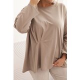 Kesi Włoski Women's Plus Size blouse with cotton, featuring a pocket and rolled sleeves kiwi | Shoptok.si