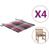 vidaXL jastuci za vrtne stolice 4 kom crveni karirani 50 x 50 x 3 cm Cijene