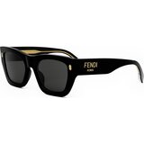 Fendi Roma Black Rectangular Sunglasses ONE SIZE (53) Črna/Siva Cene