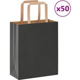 vidaXL Papirnate vrečke 50 kosov z ročaji črne barve 18x8x22 cm Cene