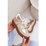 Boto Women's Platform Sneakers With Decorations Beige-Gold Vinness | Shoptok.si