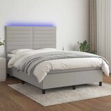  box spring s madracem LED svjetlosivi 140x200 cm tkanina | shoptok.hr