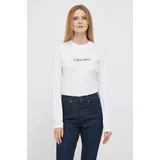 Calvin Klein Bombažna majica z dolgimi rokavi bela barva