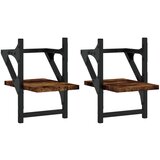  The Living Store Stenske police s prečkami 2 kosa dimljen hrast 20x25x30 cm - Stenska Polica, (21444250) | Shoptok.si