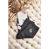 Aura.via Women's Cotton Socks with Bear Patch Dark Grey | Shoptok.si