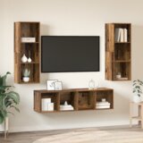 vidaXL Set TV stalka s policom Zidne s pohranom 3 pcs Staro drvo 37 x 37 x 142.5 cm Cijene