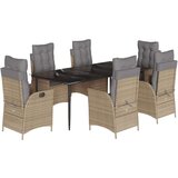  7-dijelni vrtni blagovaonski set od poliratana s jastucima bež | shoptok.hr