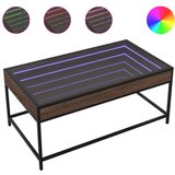 Maison Chic Klubska mizica - kavna mizica - Nizka mizica z neskončnimi LED rjavi hrast 90x50x41 cm, (21751934) Cene