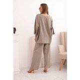 Kesi Włoski Women's set made of viscose, blouse with necklace and pants fango | Shoptok.si