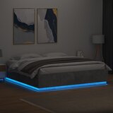  Okvir kreveta s LED svjetlima boja betona 200 x 200 cm drveni | shoptok.hr