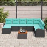  Sjedeća garnitura za vrt 9 kom. Crna i Tirkizna poliratan 289 x 179 x 69 cm | shoptok.hr