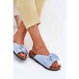 Boto Women's Cork Sole Slippers With Bow Blue Seressa | shoptok.hr